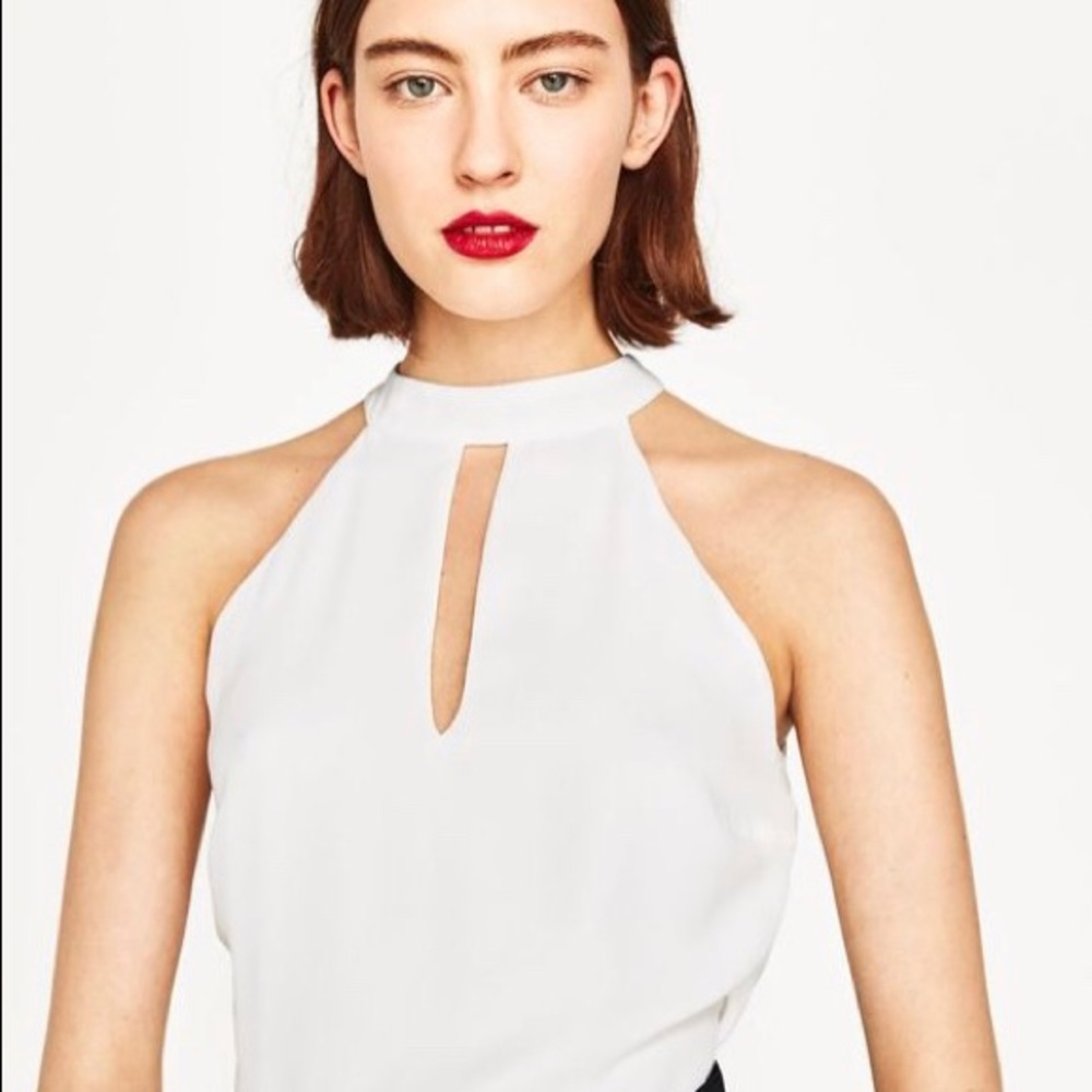 ZARA open drape back white blouse - Picture 10 of 10
